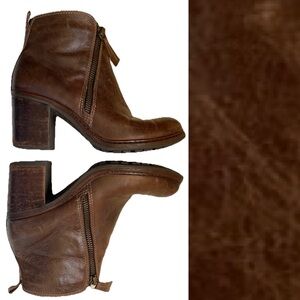 ETHEM Cool BROWN LEATHER Ankle BOOTIES Short BOOTS Size 6
